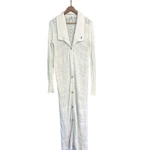 ROXY Knit Duster Cardigan MISSING BUTTON Size Large L Vintage Y2K BEACH CROCHET